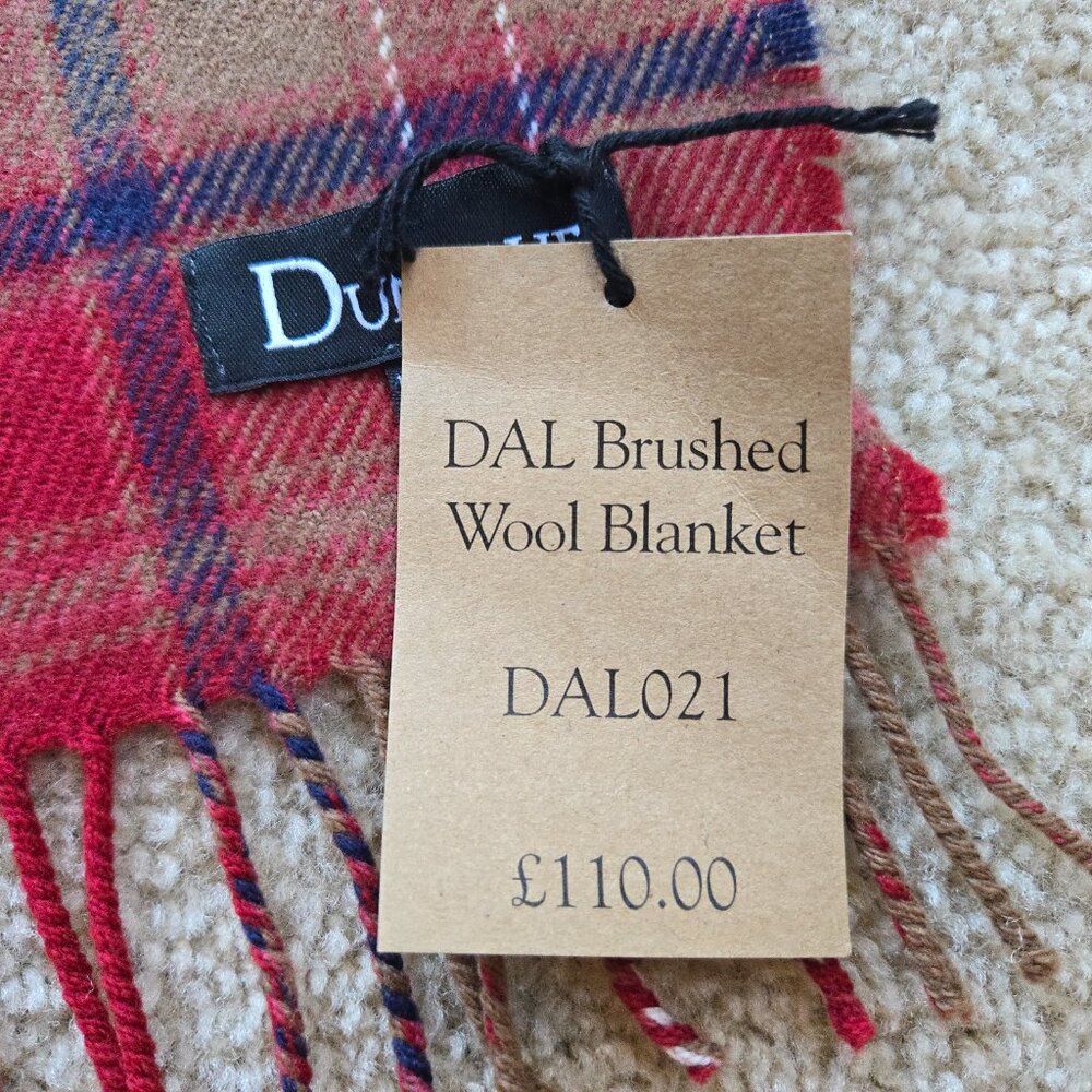 NWT Brushed Wool Throw Blanket Plaid Dunollie Castle Scotland Rare History - Picture 2 of 13